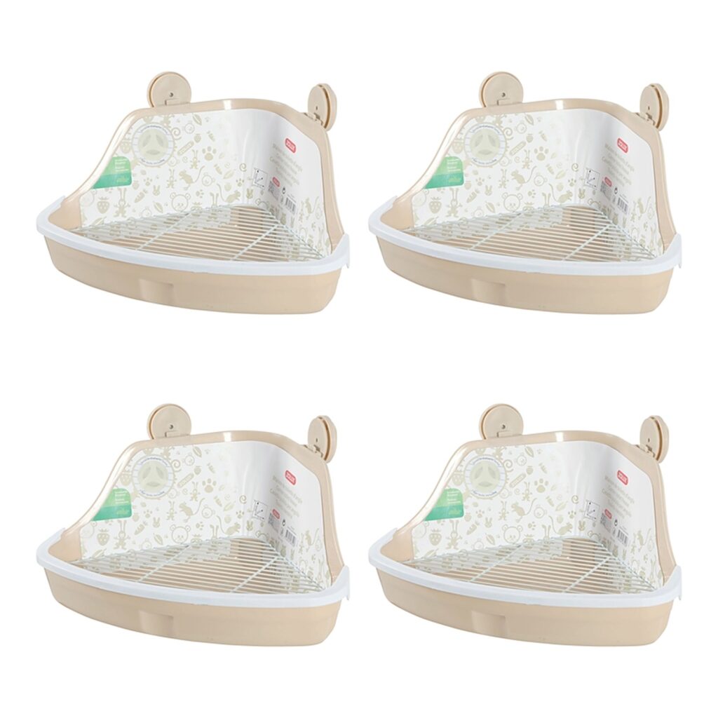 Zolux hoektoilet knaagdier beige S 32 cm – 4 stuks, met opstapje (multipack)