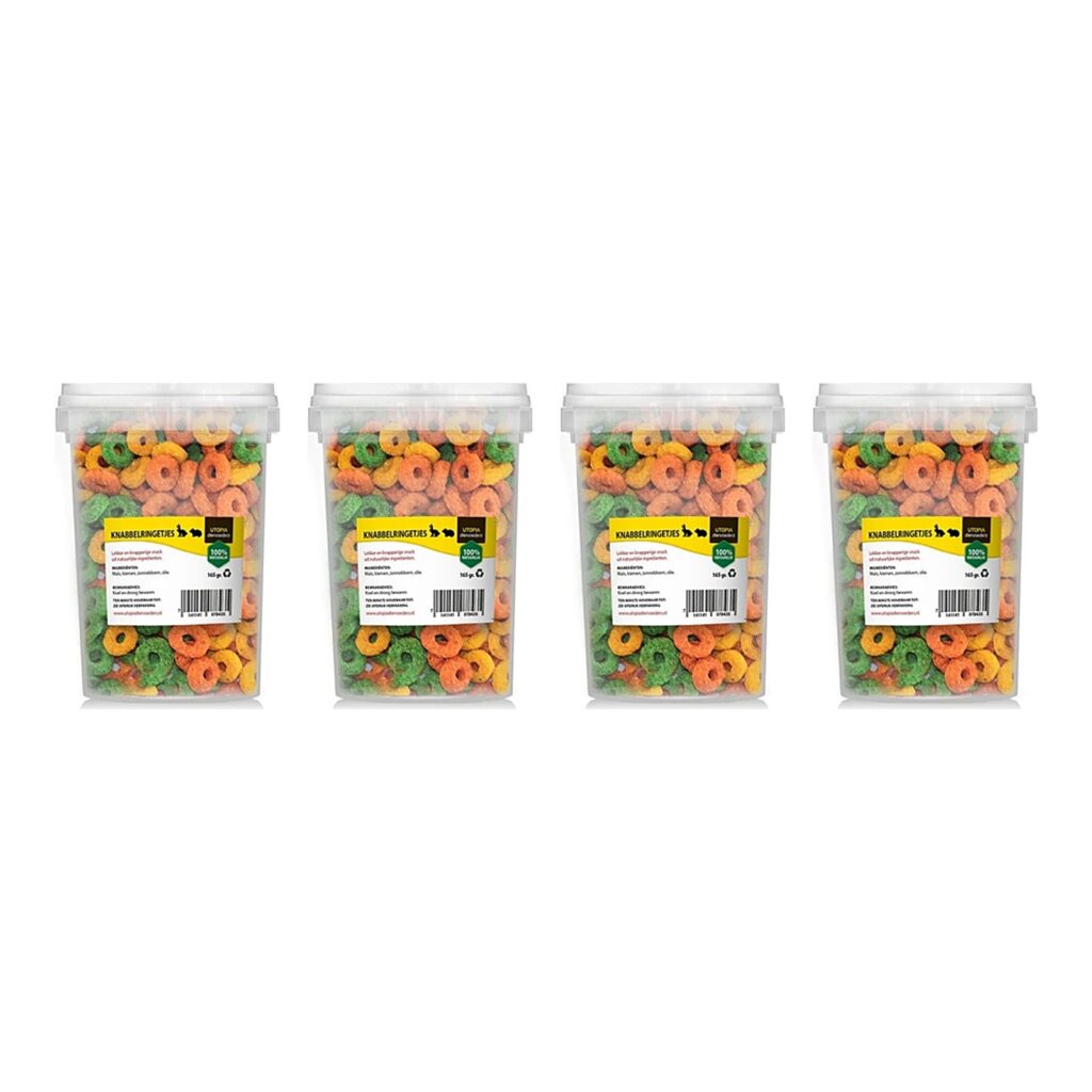 Utopia knabbelringetjes knaagdieren 165 g – plantaardig, multipack 4 stuks