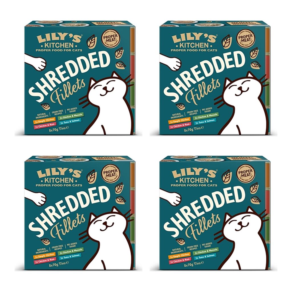 Lily's Kitchen kattenvoer Shredded Fillets multipack 8 x 70 g – 4 stuks (multipack)