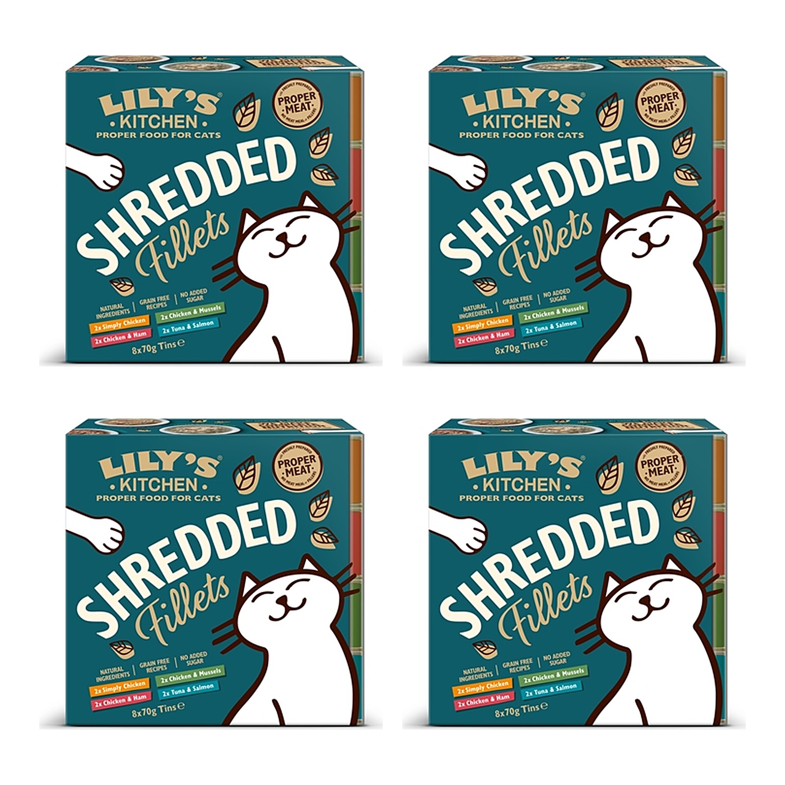 Lily's Kitchen kattenvoer Shredded Fillets multipack 8 x 70 g – 4 stuks (multipack) - Afbeelding 1