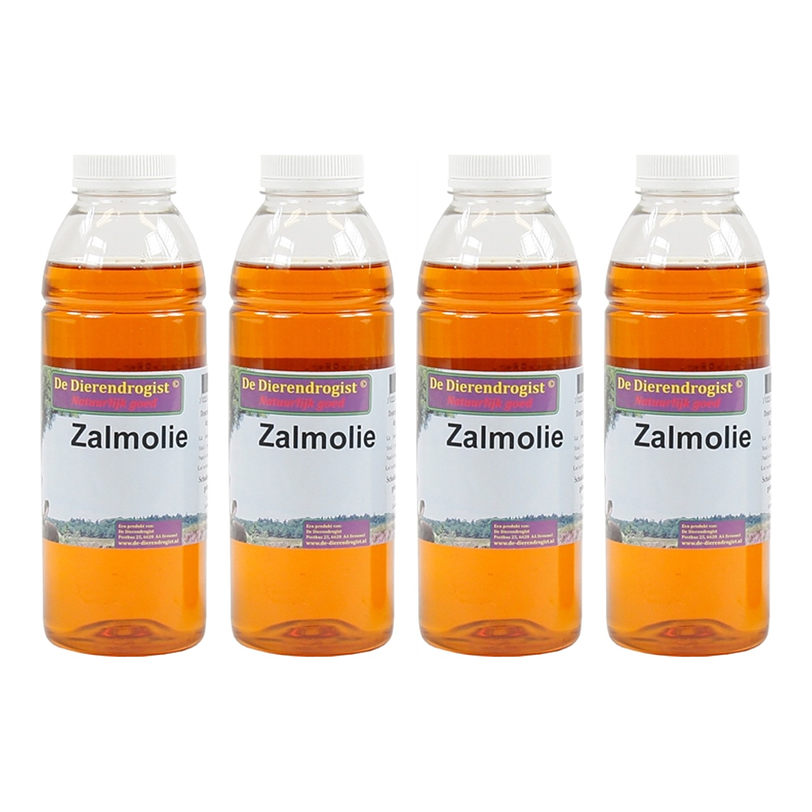 Dierendrogist zalmolie 500 ml – 4 stuks, voor vacht en huid van hond en kat (multipack) - Afbeelding 1