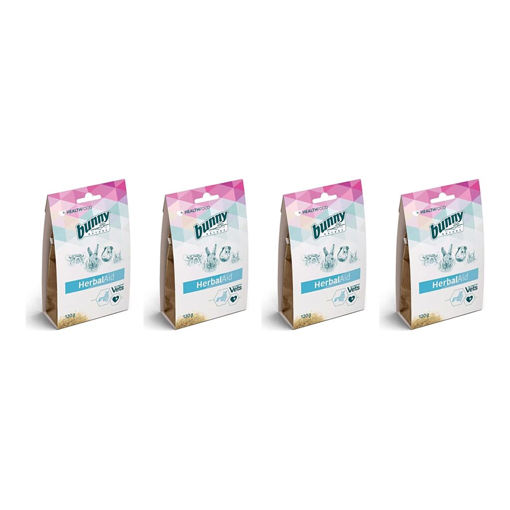 Bunny Nature Healthfood Herbalaid 120 g – 4 stuks, supplement voor knaagdieren (multipack)