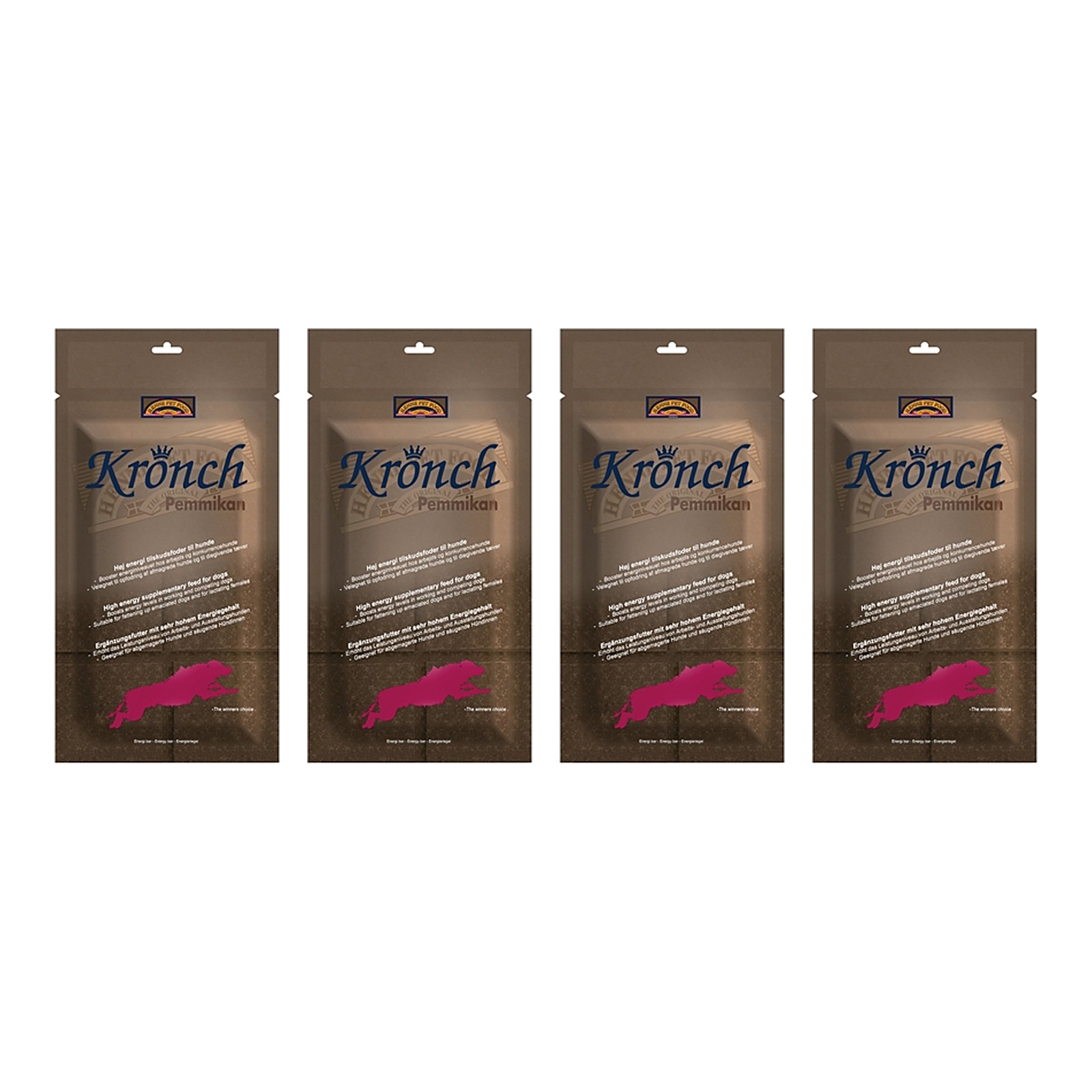 Kronch Pemmikan energiereep 400 g – 4 stuks, hondensnack met vetten en eiwitten (multipack) - Afbeelding 1