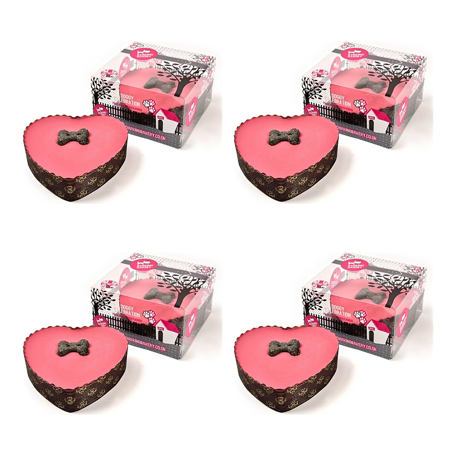 The Barking Bakery feesttaart roze hart 10 cm – 4 stuks, Pawty Cake voor honden (multipack) - Afbeelding 1