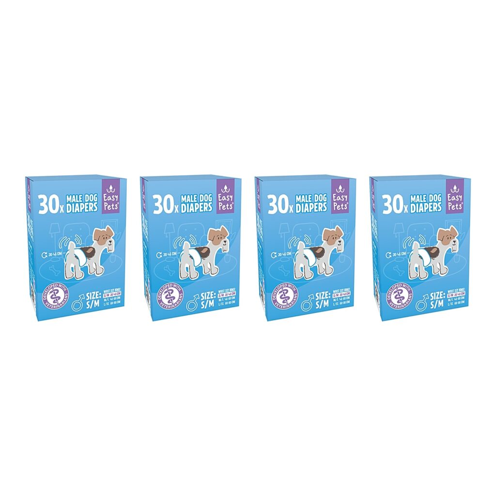 EasyPets hondenluiers voor reuen S/M 30 stuks – 4 stuks, superabsorberend (multipack)