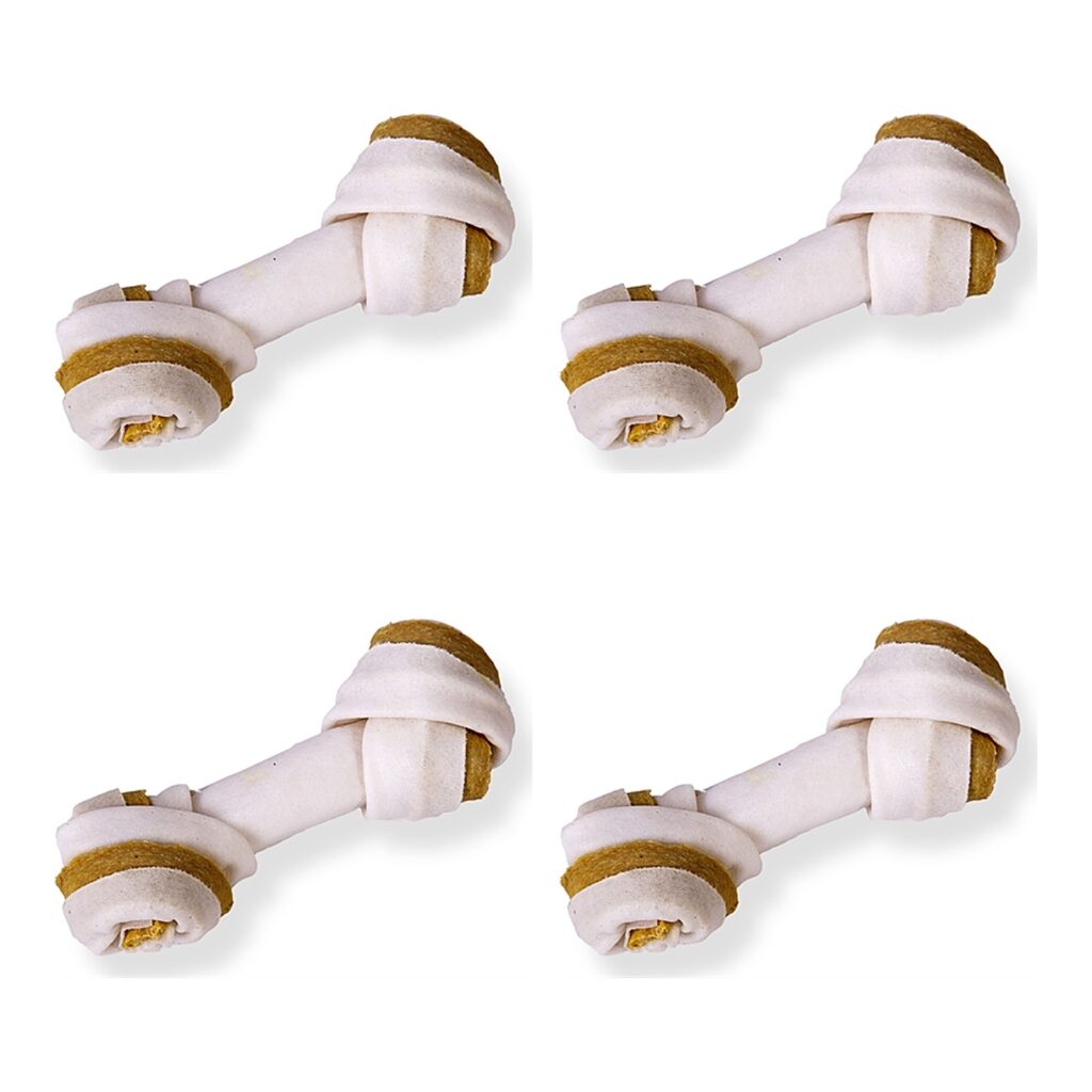 Petsnack duoknoop semi-moist kip 5 inch (13 cm) – 4 stuks, buffelhuid, 5 stuks (multipack)