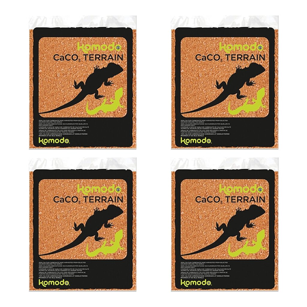 Komodo Caco zand terracotta 4 kg – 4 stuks, terrariumzand van calciumcarbonaat (multipack)