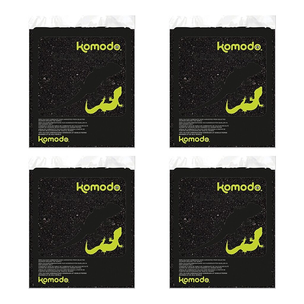 Komodo Caco zand zwart 4 kg – 4 stuks, terrariumzand van calciumcarbonaat (multipack)