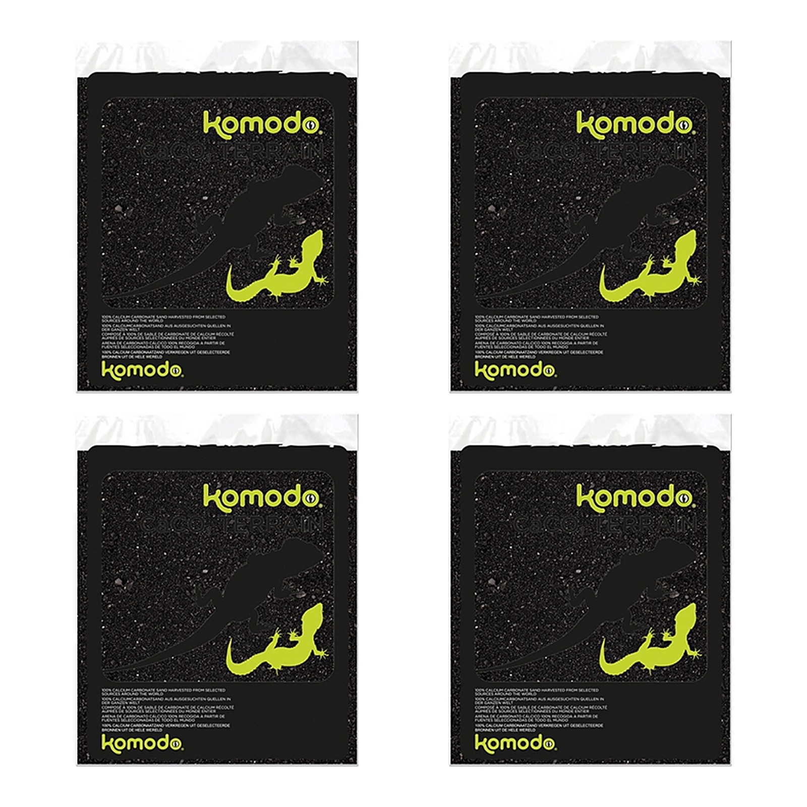 Komodo Caco zand zwart 4 kg – 4 stuks, terrariumzand van calciumcarbonaat (multipack) - Afbeelding 1