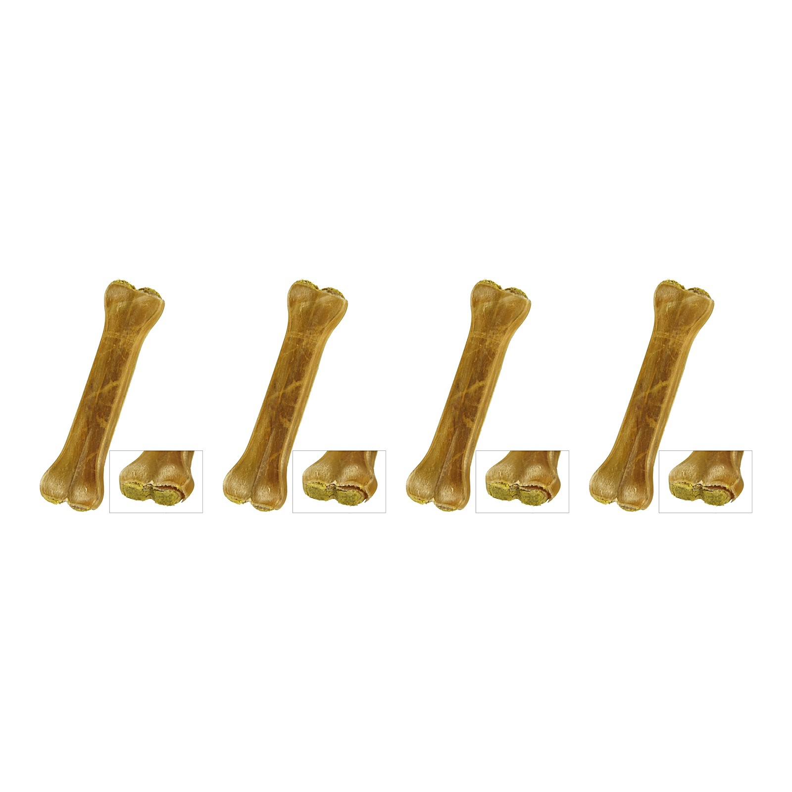 Petsnack geperst bot gevuld met kip 8 inch (20 cm) – 4 stuks, buffelhuid, 5 stuks (multipack) - Afbeelding 1