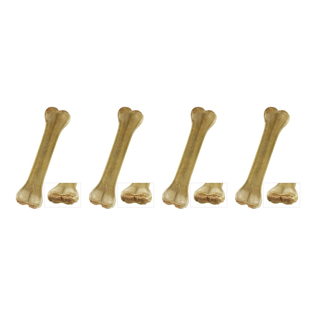Petsnack geperst bot gevuld met rund 8 inch – 4 stuks, buffelhuid, 5 stuks (multipack)