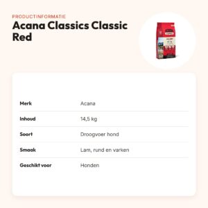 Acana Classics hondenvoer Classic Red 14,5 kg – lam, rund en varken – productinformatie