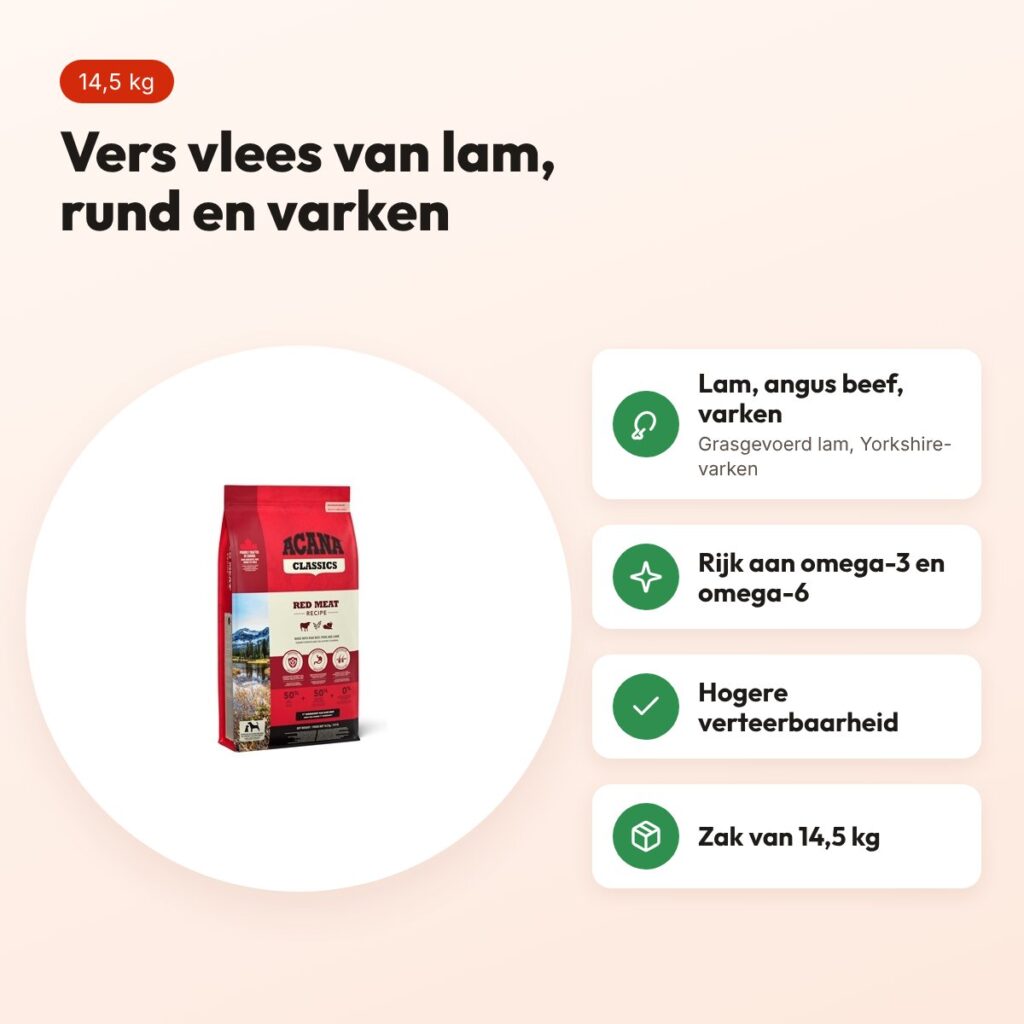 Acana Classics hondenvoer Classic Red 14,5 kg – lam, rund en varken – voordelen