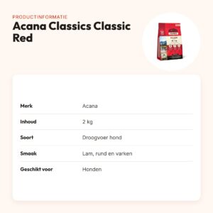 Acana Classics hondenvoer Classic Red 2 kg – lam, rund en varken – productinformatie