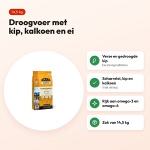 Acana Classics hondenvoer Prairie Poultry 14,5 kg – kip, kalkoen en ei – voordelen