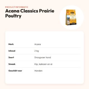 Acana Classics hondenvoer Prairie Poultry 2 kg – kip, kalkoen en ei – productinformatie