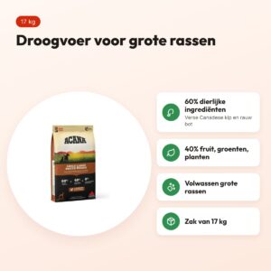 Acana hondenvoer Adult Large Breed 17 kg – kip, grote rassen – voordelen