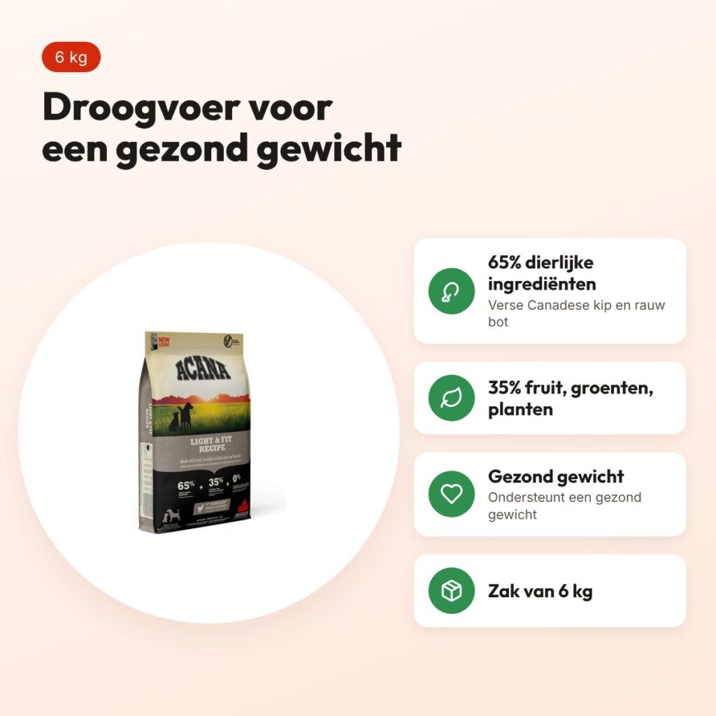 Acana hondenvoer Light & Fit 6 kg – kip, voor een gezond gewicht – voordelen