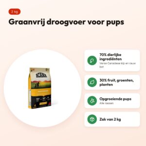 Acana hondenvoer Puppy 2 kg – kip, graanvrij, voor pups van alle rassen – voordelen