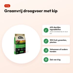 Acana hondenvoer Senior 6 kg – kip, graanvrij – voordelen