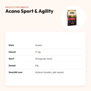 Acana hondenvoer Sport & Agility 17 kg – kip, voor actieve honden – productinformatie