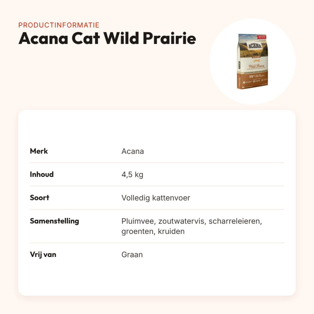 Acana kattenvoer Cat Wild Prairie 4,5 kg – graanvrij – productinformatie