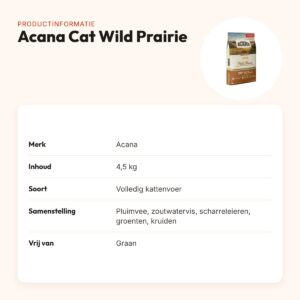 Acana kattenvoer Cat Wild Prairie 4,5 kg – graanvrij – productinformatie