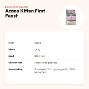 Acana kittenvoer First Feast Kip & Haring 1,8 kg – productinformatie