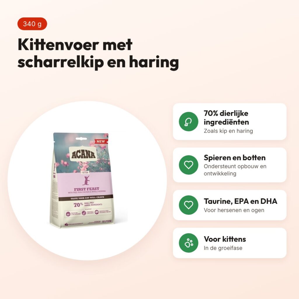 Acana kittenvoer First Feast Kip & Haring 340 g – voordelen