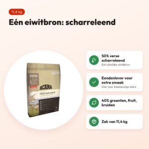 Acana Singles hondenvoer Free-Run Duck 11,4 kg – scharreleend, monoproteïne – voordelen
