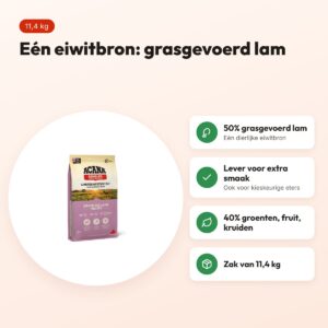 Acana Singles hondenvoer Grass-Fed Lamb 11,4 kg – monoproteïne – voordelen