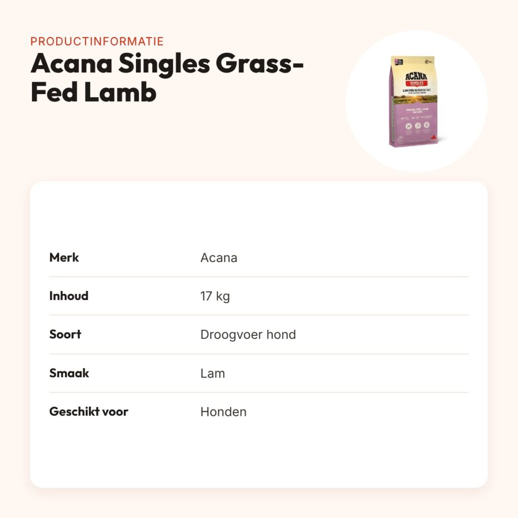 Acana Singles hondenvoer Grass-Fed Lamb 17 kg – grasgevoerd lam – productinformatie