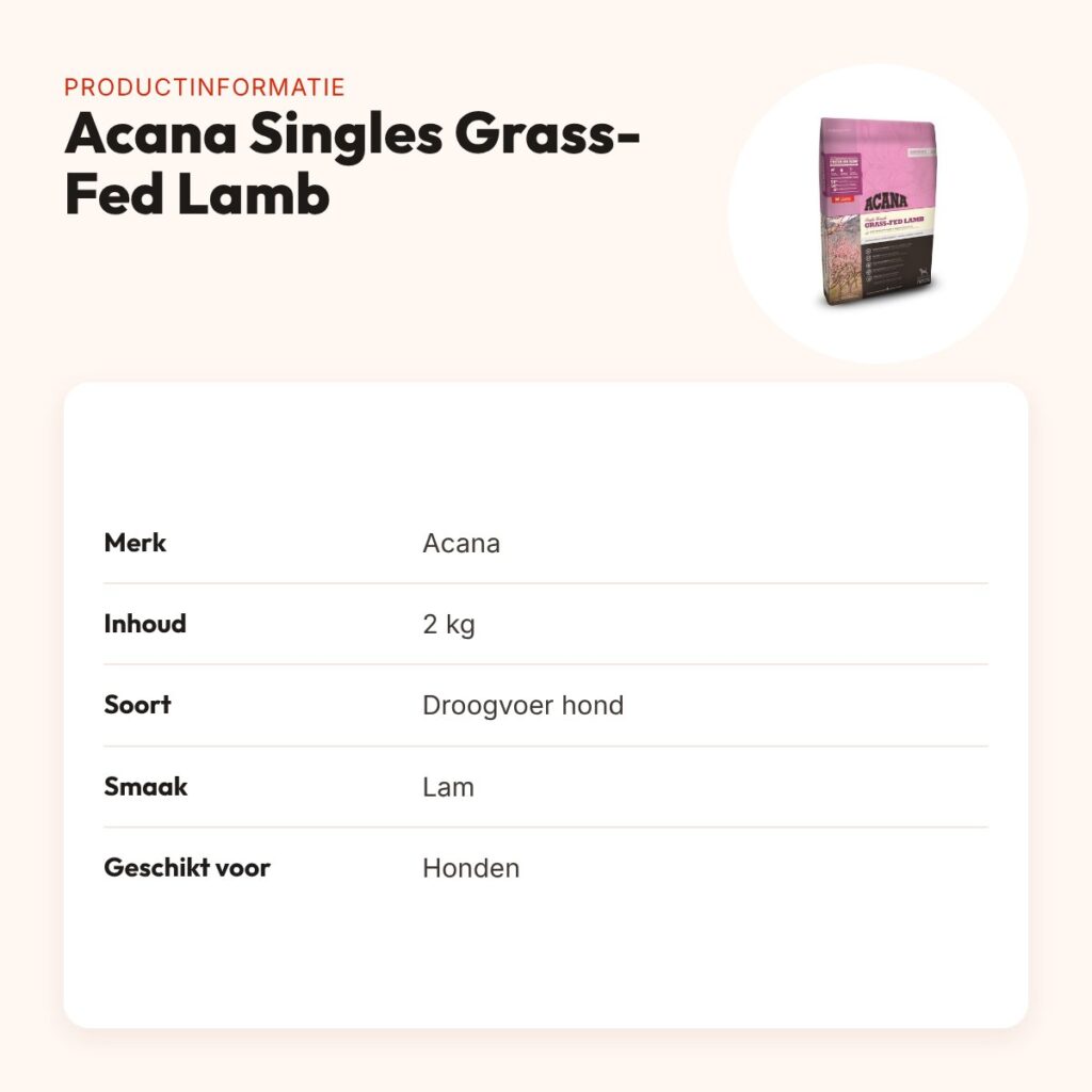 Acana Singles hondenvoer Grass-Fed Lamb 2 kg – grasgevoerd lam – productinformatie