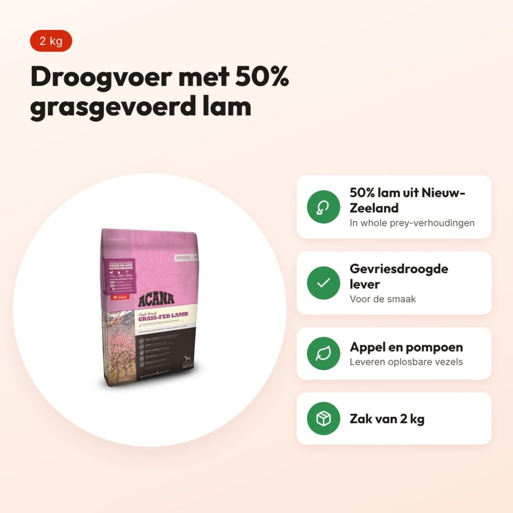 Acana Singles hondenvoer Grass-Fed Lamb 2 kg – grasgevoerd lam – voordelen