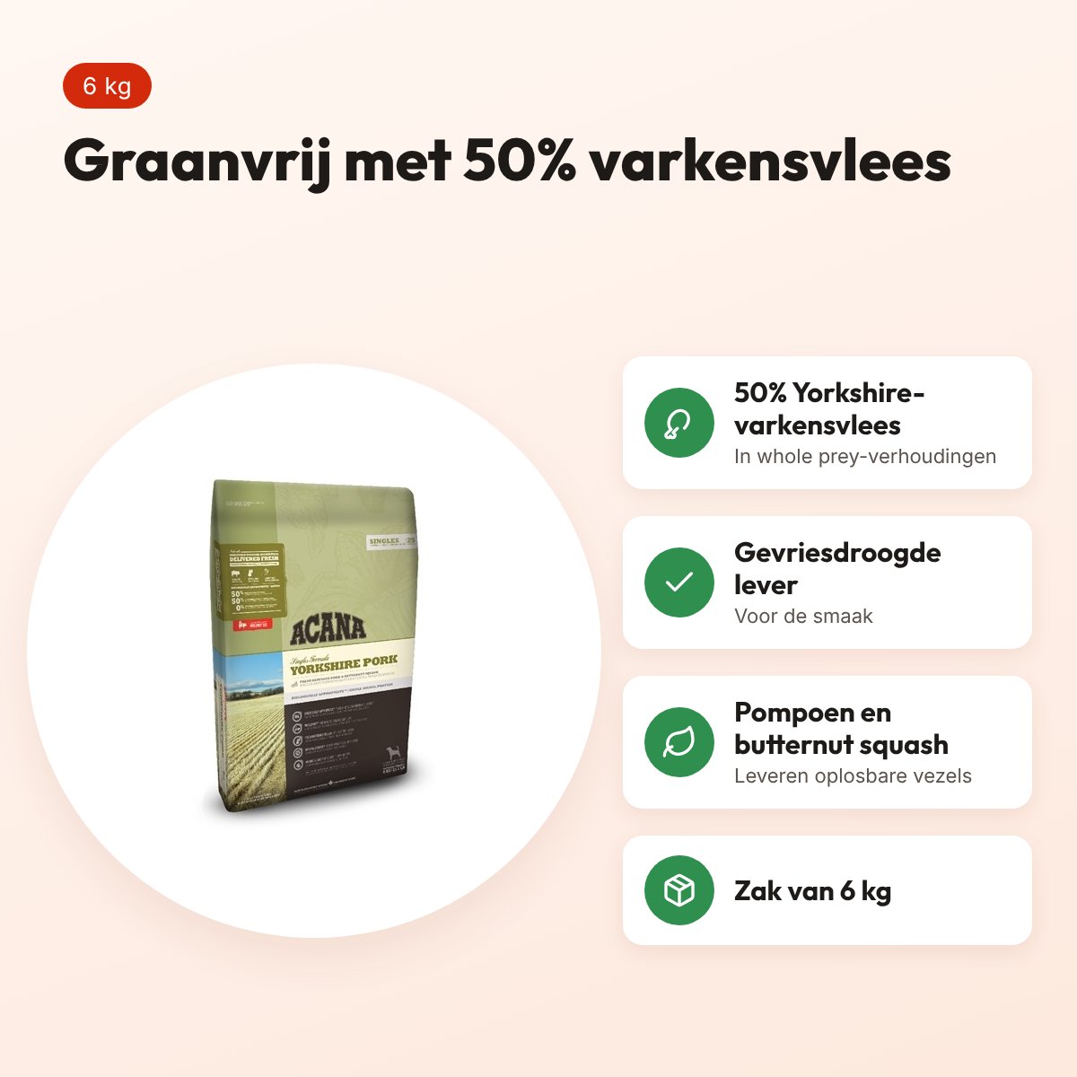 Acana Singles hondenvoer Yorkshire Pork 6 kg – varkensvlees, graanvrij – voordelen