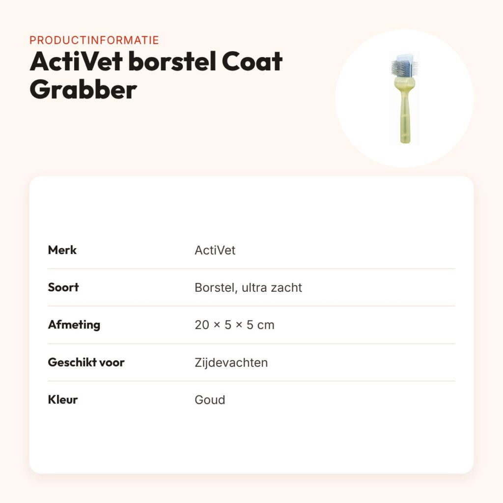 ActiVet borstel Coat Grabber Ultra Zacht goud 20 x 5 x 5 cm – productinformatie