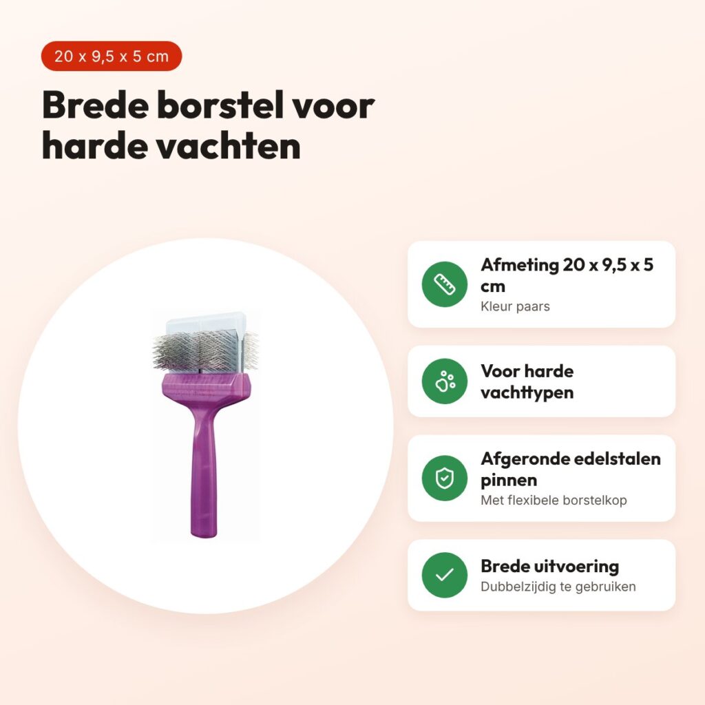 ActiVet borstel Mega Pro Hard paars 20 x 9,5 x 5 cm – dubbelzijdig – voordelen