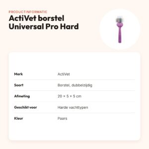 ActiVet borstel Universal Pro Hard paars 20 x 5 x 5 cm – dubbelzijdig – productinformatie