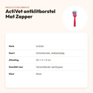 ActiVet ontklitborstel Mat Zapper rood 20 x 5 x 5 cm – dubbelzijdig – productinformatie