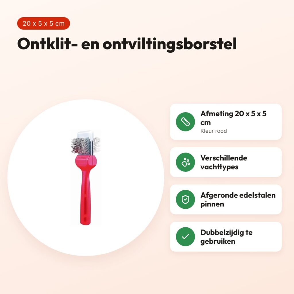 ActiVet ontklitborstel Mat Zapper rood 20 x 5 x 5 cm – dubbelzijdig – voordelen