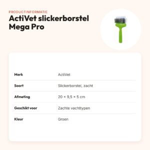 ActiVet slickerborstel Mega Pro Zacht groen 20 x 9,5 x 5 cm – productinformatie