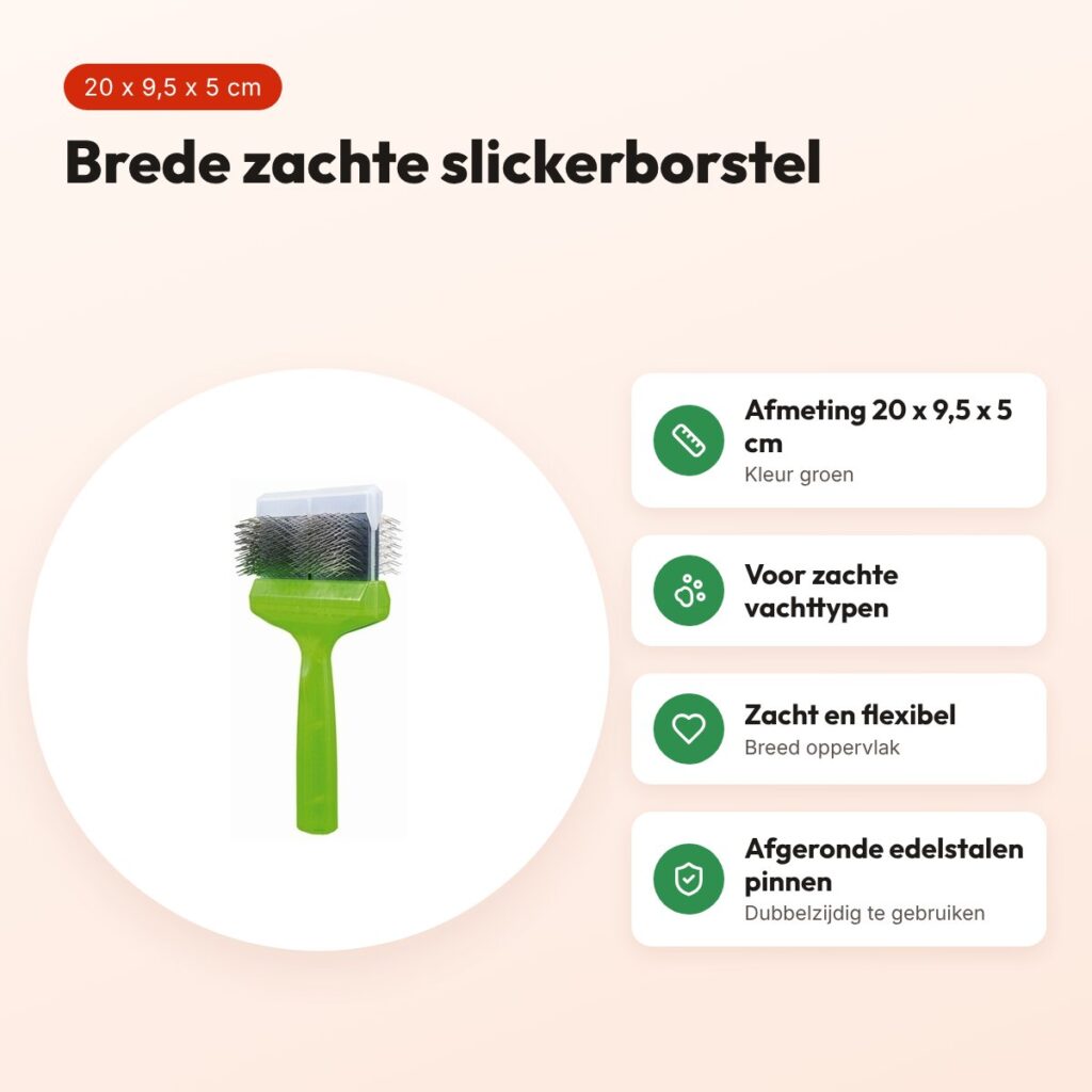 ActiVet slickerborstel Mega Pro Zacht groen 20 x 9,5 x 5 cm – voordelen