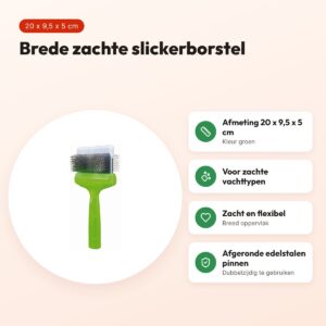 ActiVet slickerborstel Mega Pro Zacht groen 20 x 9,5 x 5 cm – voordelen