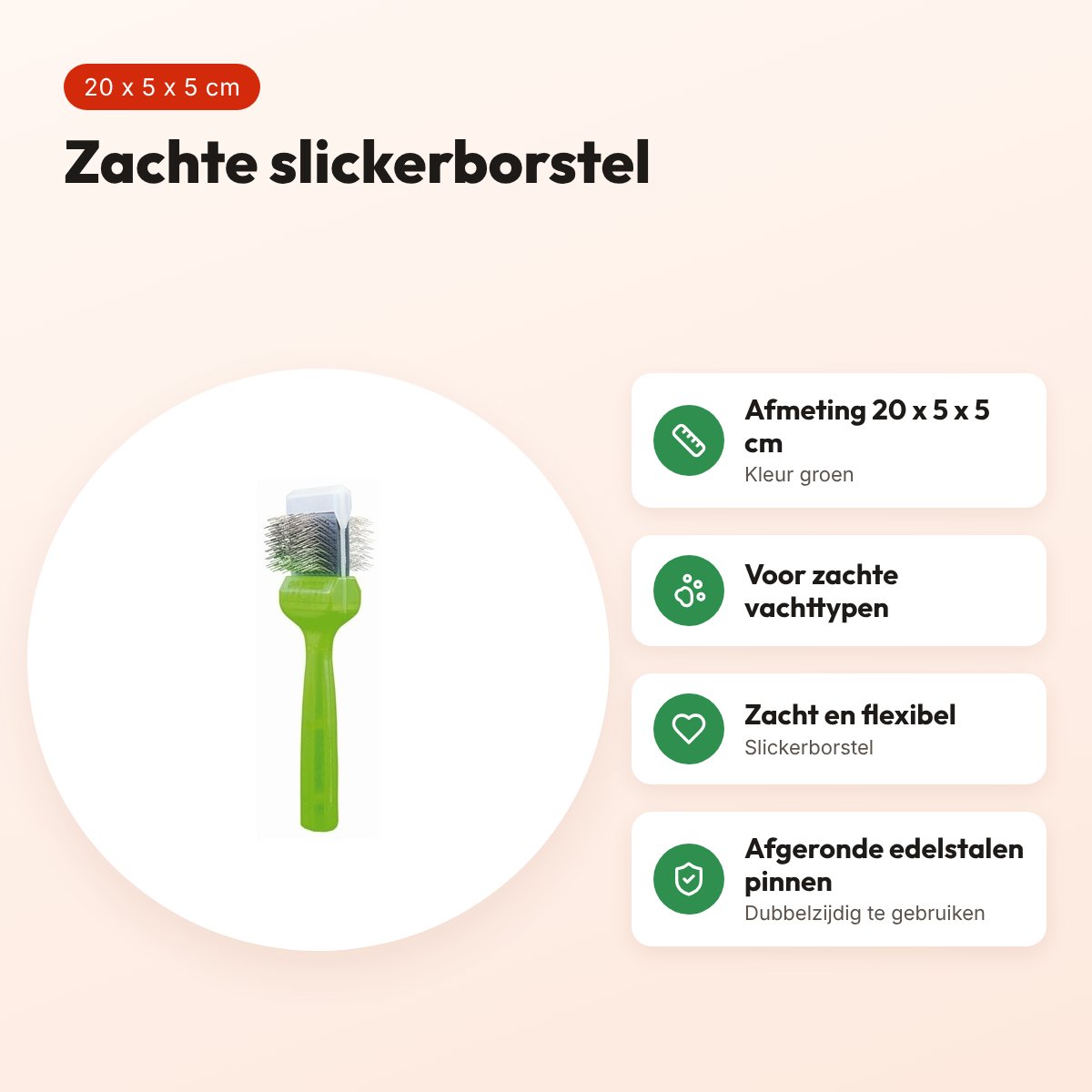 ActiVet slickerborstel Universal Pro Zacht groen 20 x 5 x 5 cm – voordelen