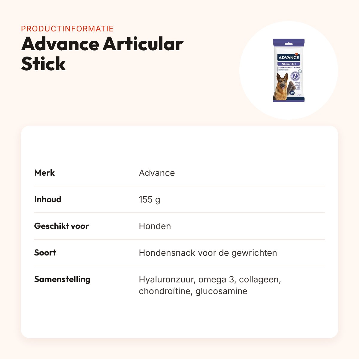 Advance Articular Stick hondensnack 155 g – voor de gewrichten – productinformatie