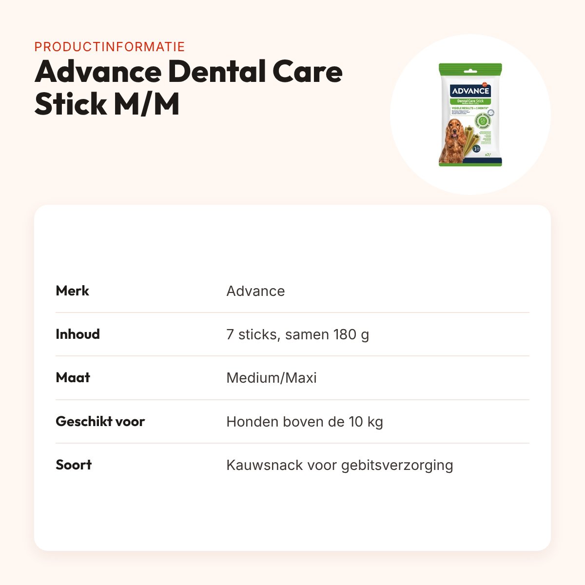 Advance Dental Care Stick Medium/Maxi 180 g – kauwsnack, 7 stuks – productinformatie