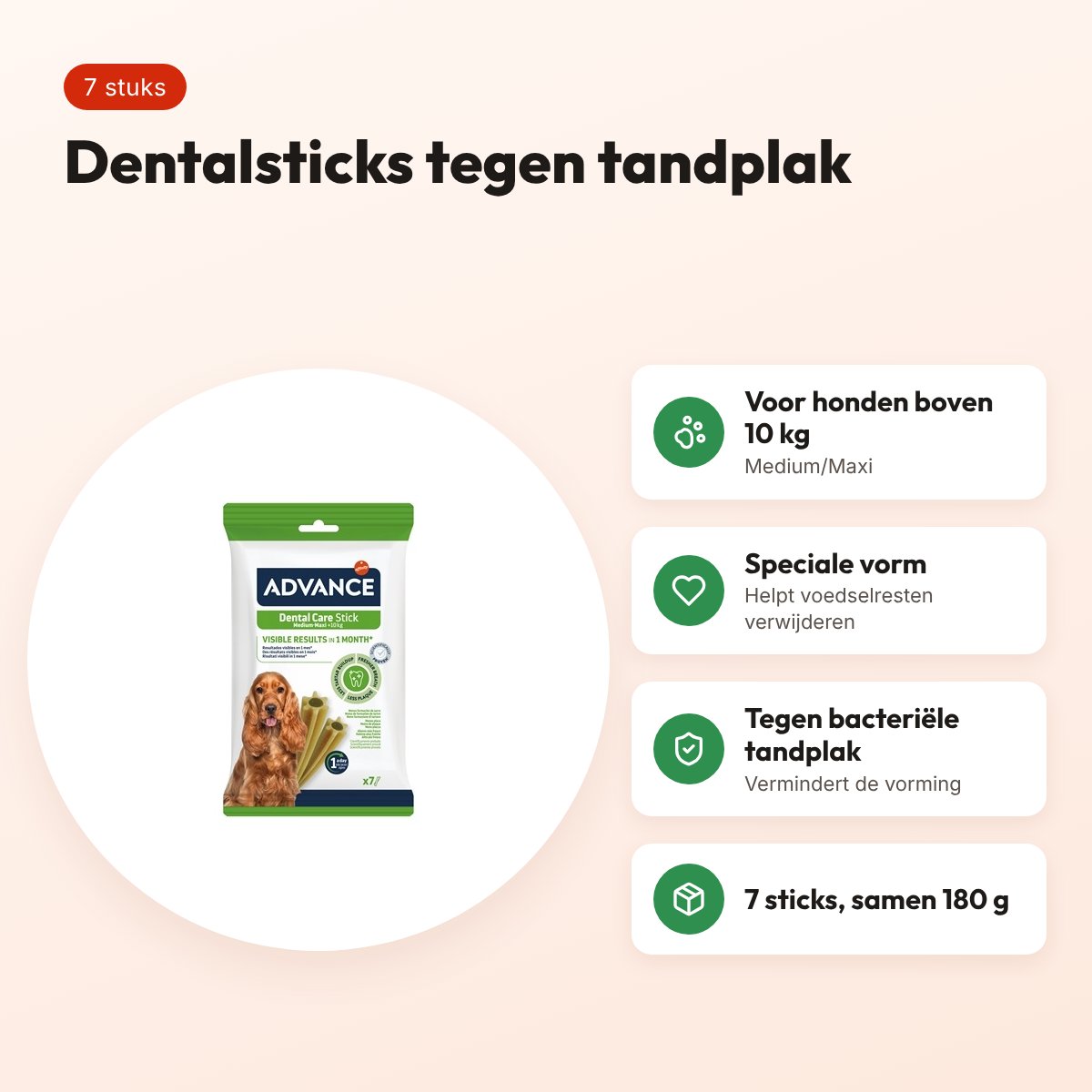 Advance Dental Care Stick Medium/Maxi 180 g – kauwsnack, 7 stuks – voordelen
