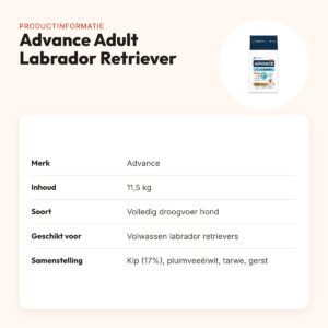 Advance hondenvoer Adult Labrador Retriever 11,5 kg – met glucosamine – productinformatie