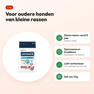 Advance hondenvoer Mini Senior 3 kg – licht verteerbaar, kleine rassen – voordelen