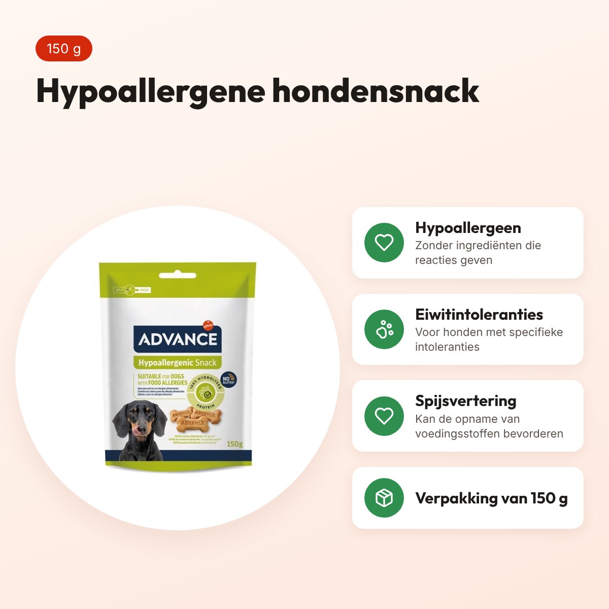Advance Hypoallergenic Snack 150 g – hypoallergene hondensnack – voordelen